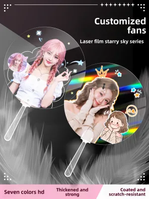 Customizable PVC Transparent Fan with Self-Printing Design for Promotional Cards & Corporate Events Printing KPOP hand fans