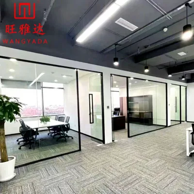 Modular Frameless Clear Transparent Glass Partition Divider Wall Full View Interior Glass Wall for Home Office Hotel School