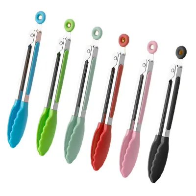430 Stainless Steel High-Temperature Resistant Meat Tongs Outdoor BBQ Grilling Steak Tongs Kitchen Tools Plastic Metal Sticks