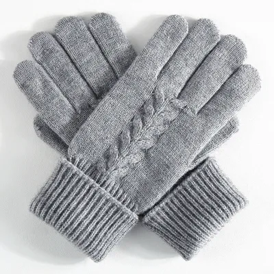 Custom Jacquard Acrylic/Cotton Warm for Screen Gloves Winter Thick Knitted Full Finger Striped Mittens Personalized Sports