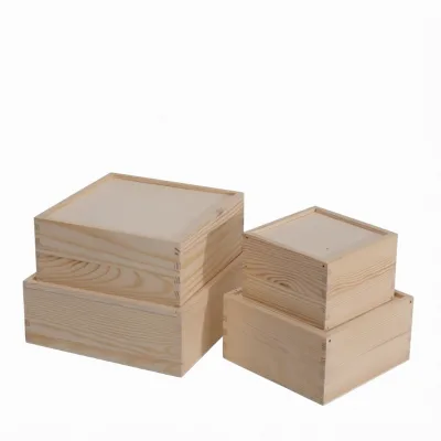 Custom Square Pine Wood Recyclable Jewelry Collection Draw Cap Box Handmade Wedding Valentine's Day Gift