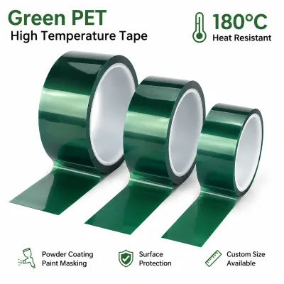 High Temperature PET Tape Green Masking Tape for Paint Spraying Surface Protection and Industrial Use