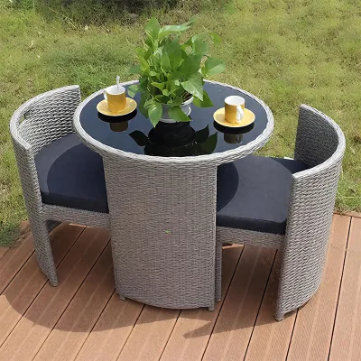 Hot Sale Fashionable Outdoor Hotel Resort Coffee Shop Villa Garden 3 Pieces Terrace Chairs and Tables