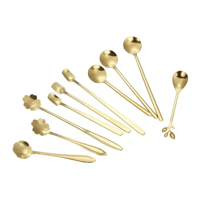 Long-handled Modern Minimalist Design China Souvenir Cherry Blossom Rose-patterned Stirring Spoon Flower-shaped Spoon