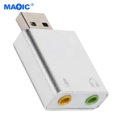 Computer Hardware Software Aluminium Alloy USB Sound Card Audio External Sound Card Adapter USB Sound Card for PC