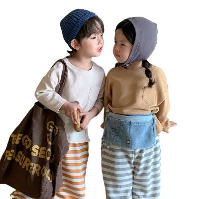 Newborn Solid Color Plaid Cotton 3D Letter Sweet Tops Shirt Toddler Baby Boys Girls Long Sleeve T-Shirts Clothes