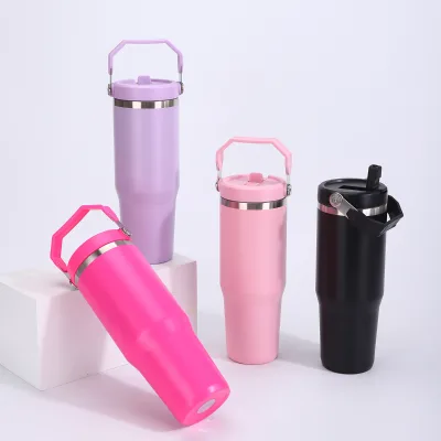 Cross Border 304 Stainless Steel Outdoor Car Portable Cup 30oz Large Capacity Vacuum Suction Tube Customized Wholesale 6-12hr