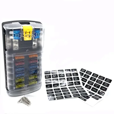 12 Way 12P Fuse Block Negative Positive Busbar Standard Blade Auto Light LED Fuse Box Link bar with Fuse Yellow Insurance Lock