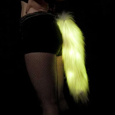 New Arrival Glowing Luxury Fluffy Costume RGB LED Light up Neon Animal fox Wolf Fursuit Faux Fur Tail