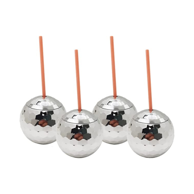 Wholesale Disco Ball Cup Electroplated Color Ball Shape Sippy Cup Tumbler Disco Flash Ball Cocktail Cup