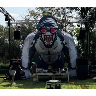 Outdoor Inflatable Gorilla with Headphones,DJ Themed Blow up Gorilla Mascot,Giant Inflatable Gorilla Balloon