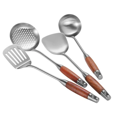 13 Pieces Best Selling Stainless Steel Metal Cooking Utensil Set with Rosewood Handles Dishwasher Safe