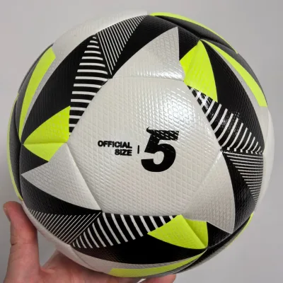 Neon Black Custom Logo Professional Game Use Thermal Bonded Soccer Ball Size 5 410-450gram Water Absorption Durable Football