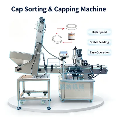 Automatic Vertical Cap Elevator Capping Machine Auto Screw Capper For Round Square Glass Plastic Bottles Jars