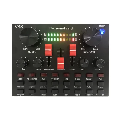 Universal Multi-Function External Sound Card for DJ Phone Computer & Audio Vibrato Anchor Audio Sound Mixer