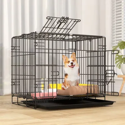 Wholesale Foldable Collapsible Breathable Metal Stacked Animal Cages Steel Wire Dog Crate Pet Cage Houses Cat Box Packed
