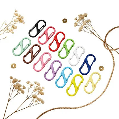 Colorful Zinc Alloy S-Shaped Carabiner Double-Headed Spring Clip Figure-Eight Buckle DIY Jewelry Connector Keychain WH-21120