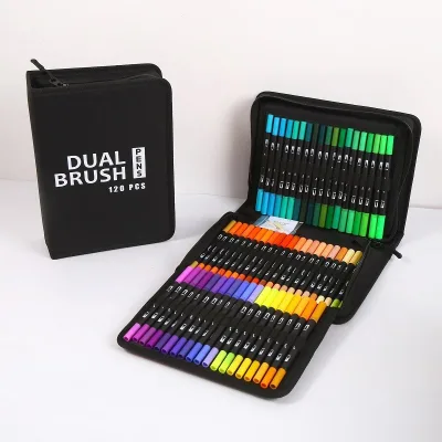 Multicolor 168-Color Stationery Set Magic Double Heads Dual Tip Nylon Soft Brush Watercolor Painting & Art Markers Pens