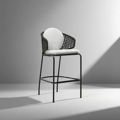Outdoor Stool Nordic Rope Back Chair Aluminum Alloy High Leg White Waterproof Chair Stool Chair Modern and Simple