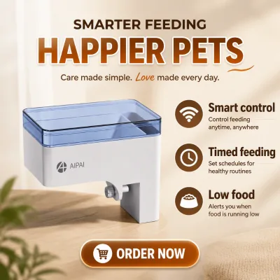 AIPAI NEW A+ Automatic Fish Feeder with Adjustable Clamp Programmable Timer Smart APP Control Moisture Proof Jam Protection