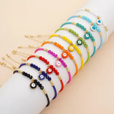 Go2boho Simple Style Unisex Handmade Bracelet Multicolor Butterfly Design Evil Eye Beads Cross-Border Fashion Europe United Gift