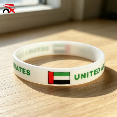 Custom UAE Flag Silicone Wristband Patriotic National Day Rubber Bracelet for Events Parades Celebrations Promotional Gift