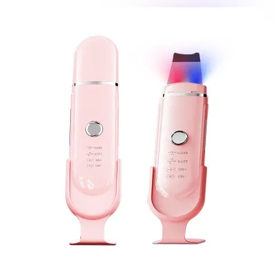 Facial Beauty Device Pore Care Multi-functional Red and Blue Light Esthetics Vibration Lift Ion Skin Care Type-C Pink Portable