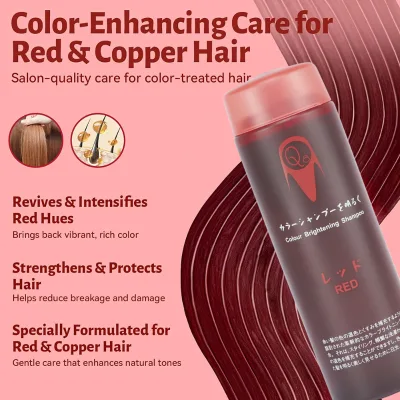 Q8 Color Treated Red Hair Shampoo with Pomegranate Extract for Copper Brightening and Strengthening, for Women and Men, 200ml