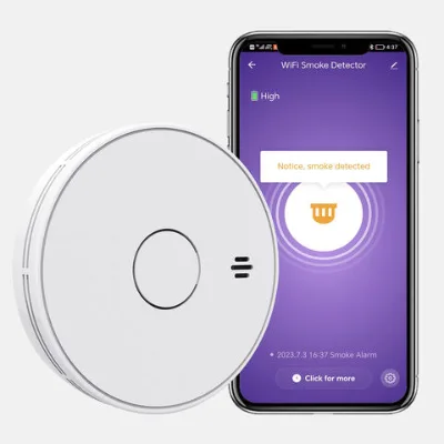Manufacturer Wi-Fi Smart Smoke Detector with Tuya App control, WiFi Smoke Alarm with Sealed 10-Year Li-Battery, CE EN 14604, VS02W
