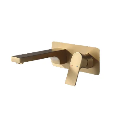sink container faucet, brass double-hole basin faucet utensil hot and cold water wall-mounted type, bathroom brass basin faucet