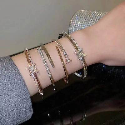 Hot Sales bracelet Fashion Simple Personality Diamond Opening Adjustable Women Bracelet