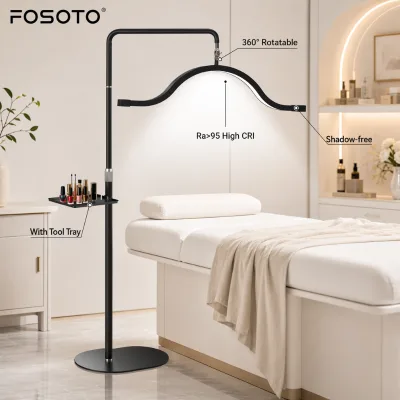 FOSOTO 30inch Cosmetic Fill Light for Eyelash Extension Professional Salon Light Arc Floor Lashes Lamp for Lashes Eyebrow