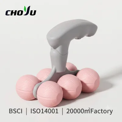 Compact Lightweight Circular Leg-Clamping Yoga Home Fitness Tool for Men Women; Handheld 6-Wheel Massager Exercise Relaxation PP