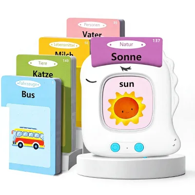 Talking German Learning Cards Model S2 for 2-6 Year Olds-Plastic Material 112 & 224 Words Boys & Girls (White)
