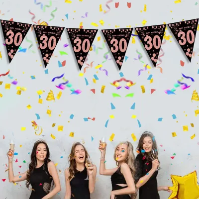 Rose Gold Triangular Flag Banner for Child's Birthday Party Decorations