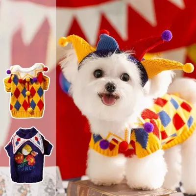 Festive Halloween Pet Sweater - Circus Crown Hat Soft Knit for Dogs Cats Costume Party for DOGS CATS