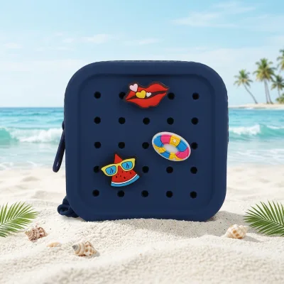 Waterproof Silicone Zipper Pouch Portable Storage Bag for Beach Essentials Secure Cosmetics Electronics Holder Accessory Bags