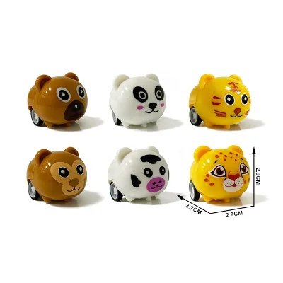 Cute Plastic Animal Pull Back Car for Kids 50mm Capsule Toys