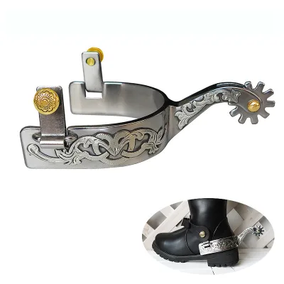 West Cowboy Spurs Spurs for Cowboy Boots Stainless Steel Boot Horse Boot Bumper Spurs with Gear for Equestrian