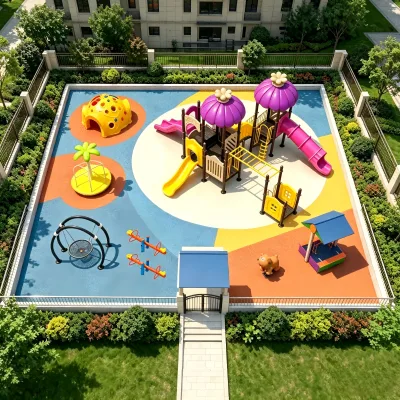 Custom Design Outdoor Community Park Children Playground Equipment Combined Slide Swing Seesaw Spring Rider Play Structure