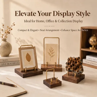 Mineral Crystal Framed Detachable Portable Mobile Phone/Tablet Display Stand Brass Walnut Wood Door Frame Bracket Base