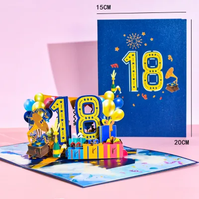New Design Accept Custom Design 18th Birth Greeting 3D Birthday Popup Cards for the Gift Shop
