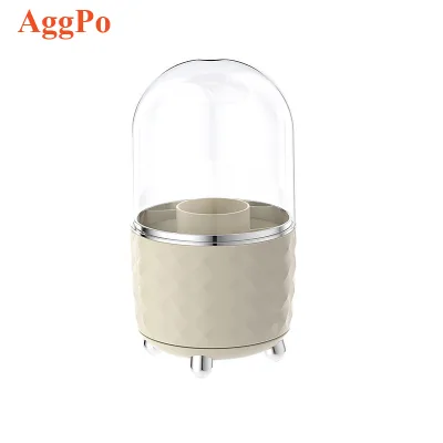 Makeup Brush Holder with Lid Cosmetic Tools Organizer 360 Rotating Make up Brushes Storage for Vanity, Waterproof & Dustproof