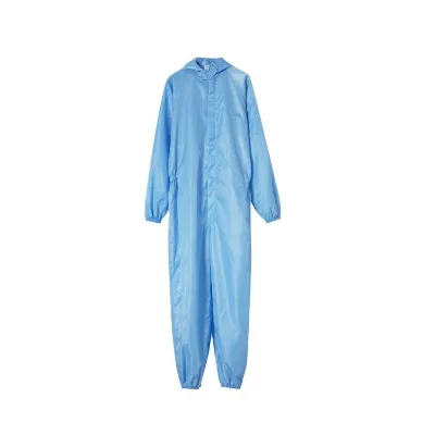Blue Reusable Washable Cleanroom ESD Garment Antistatic Smock Gown One-piece Safety Suit Anti-Static Coverall Conductive Fiber