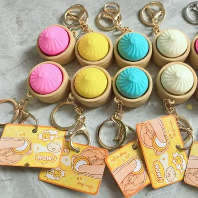 Popular Stress Relief Toy Keychain Dumpling-shaped Ball Dumpling Stress Relief Ball Keychain