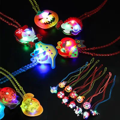 Flashing LED Plastic Necklace Halloween Light up Pendant for Teens Birthday Christmas Party Favors