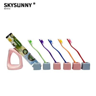 Two-Tone Color Spliced Curved Handle Striped Soft Rubber Non-Slip Adult Toothbrush Factory Large Batch Wholesale Supply