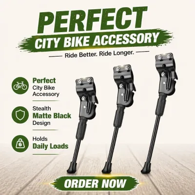GuangZuan 26" Bike Kickstand Cast Iron & Steel 36cm 3-Hole Design for Road/Mountain Bikes Black