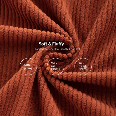 8 Pieces Knitted 100% Polyester Heavyweight Dyed Corduroy Fabric Solid Color Clothing Pillow Covers Sofa Covers Cushions Soft