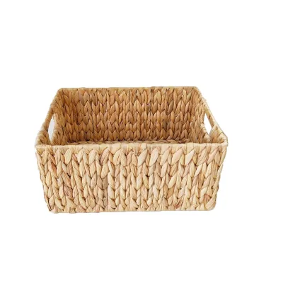 Customized Water Hyacinth Straw Storage Box Woven Sundries Storage Basket Storage Basket Seagrass Snack Basket